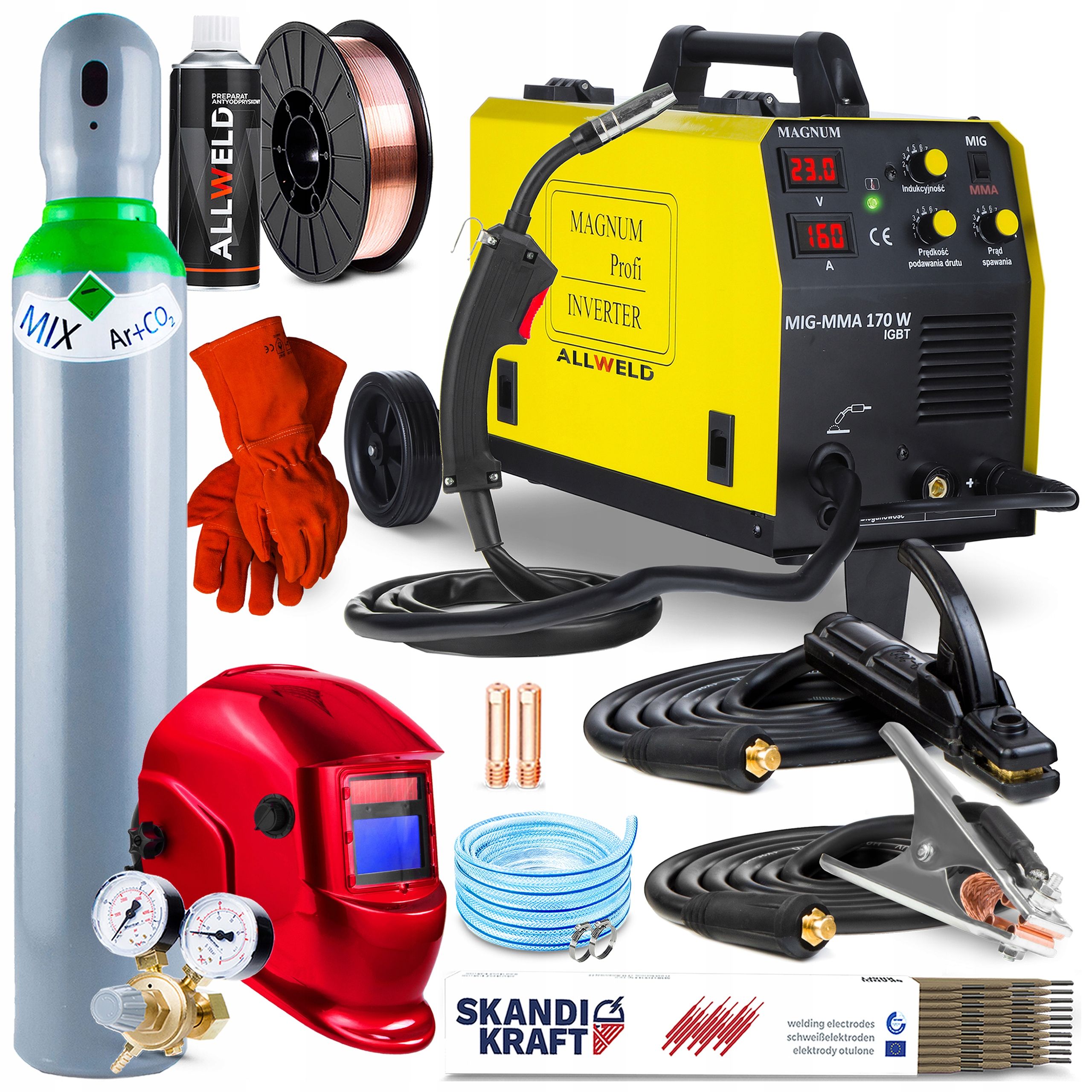  Suvirinimo aparatas mig magnum mig 170w mma magas alu igbt 230v 30-160a sinergija