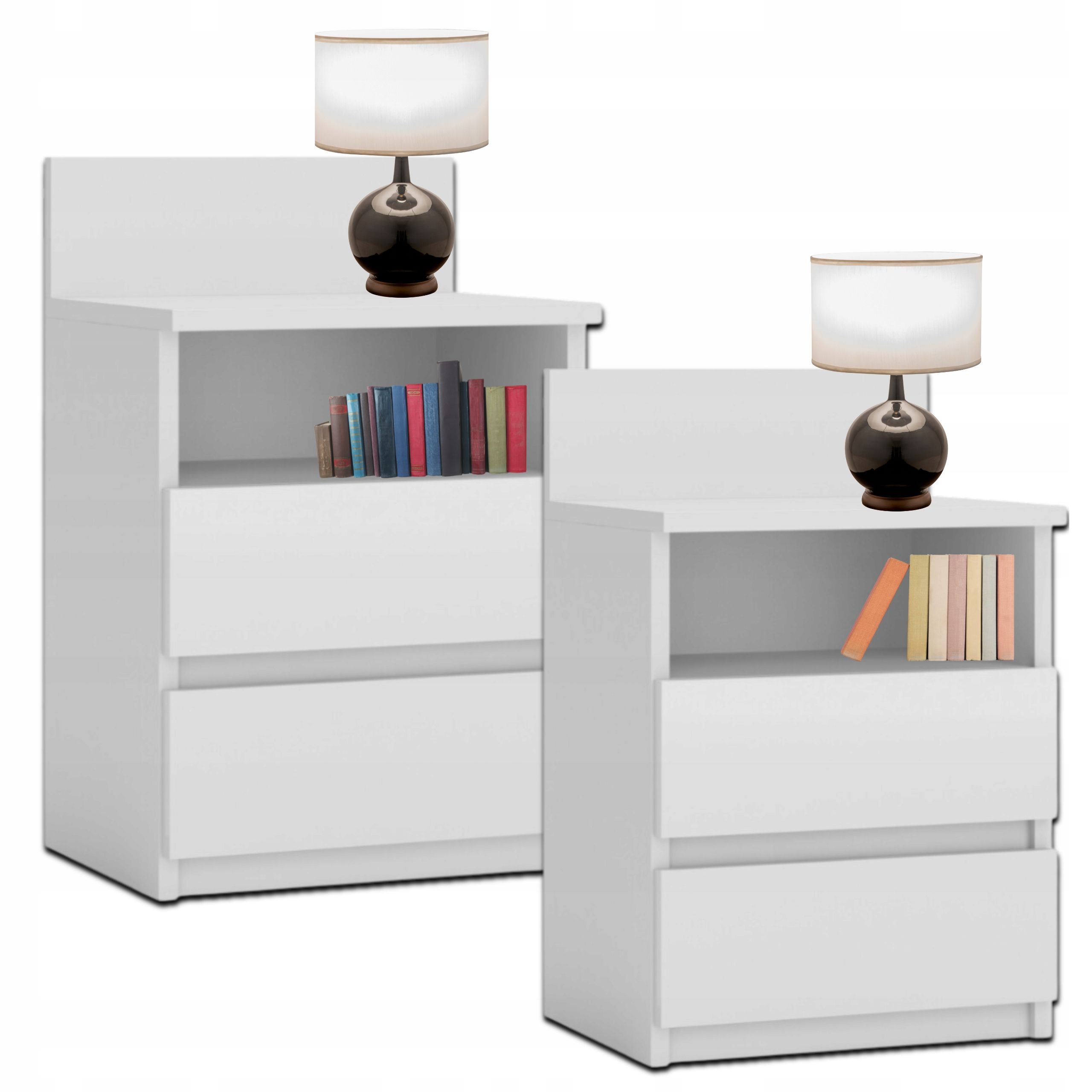  2x komplektas naktinė spintelė baltas staliukas miegamasis spintelės baltas baltos spalvos m1 40cm