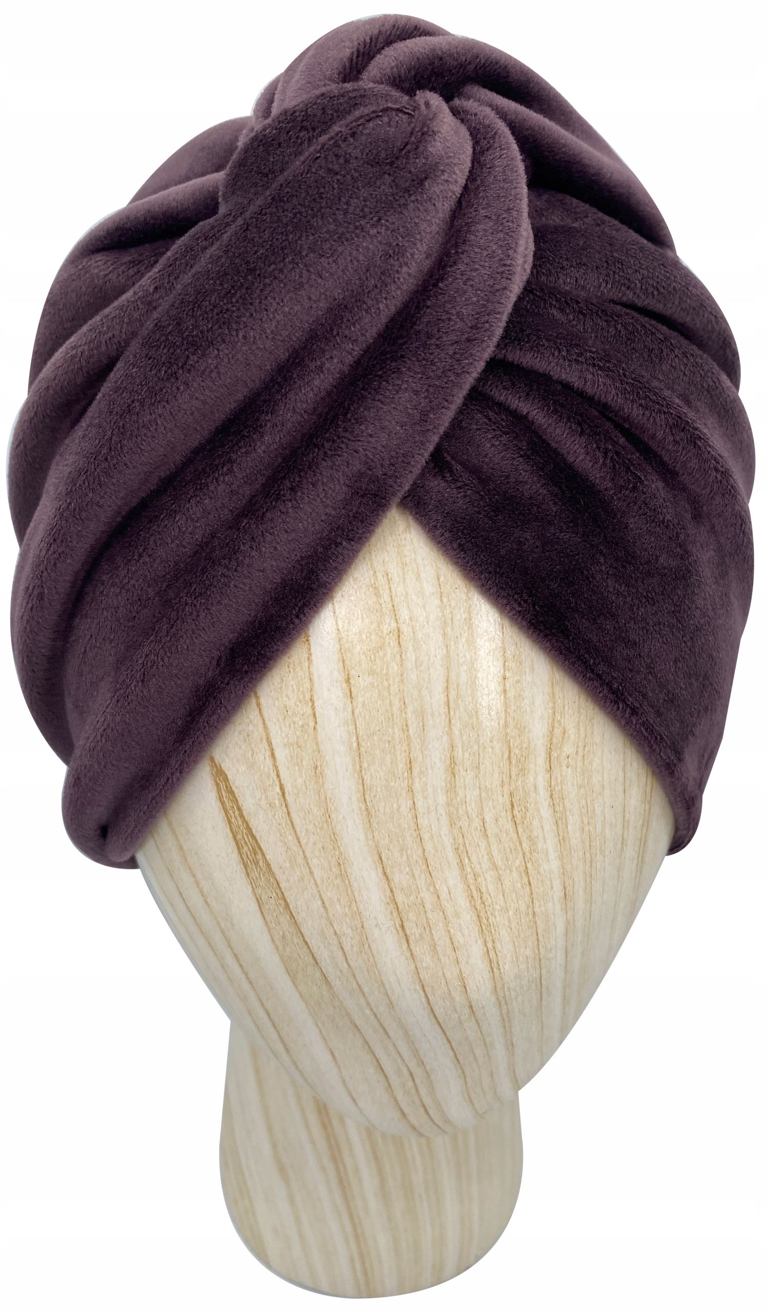  Czapka turban velúr dvojvrstvové velvet zamat brazowy čokoláda