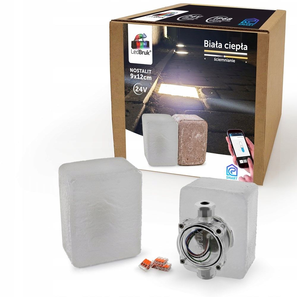  20x led šviečiančios trinkelės ledbruk 24v 9x12cm bc 3100k