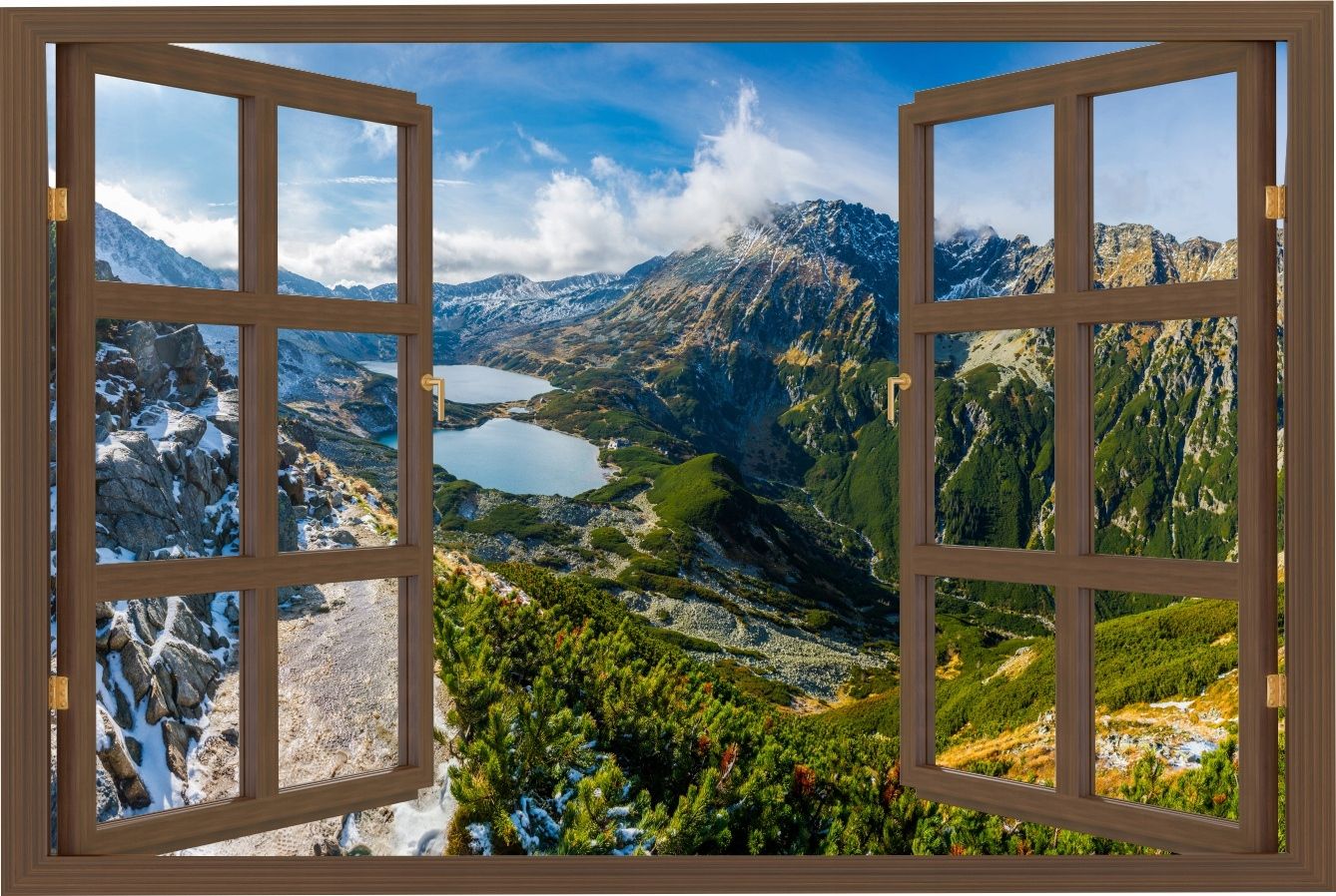  Kaunistuse kleebis seinale kinnitatav elutoa jaoks aken kosk metsas potok 120x80