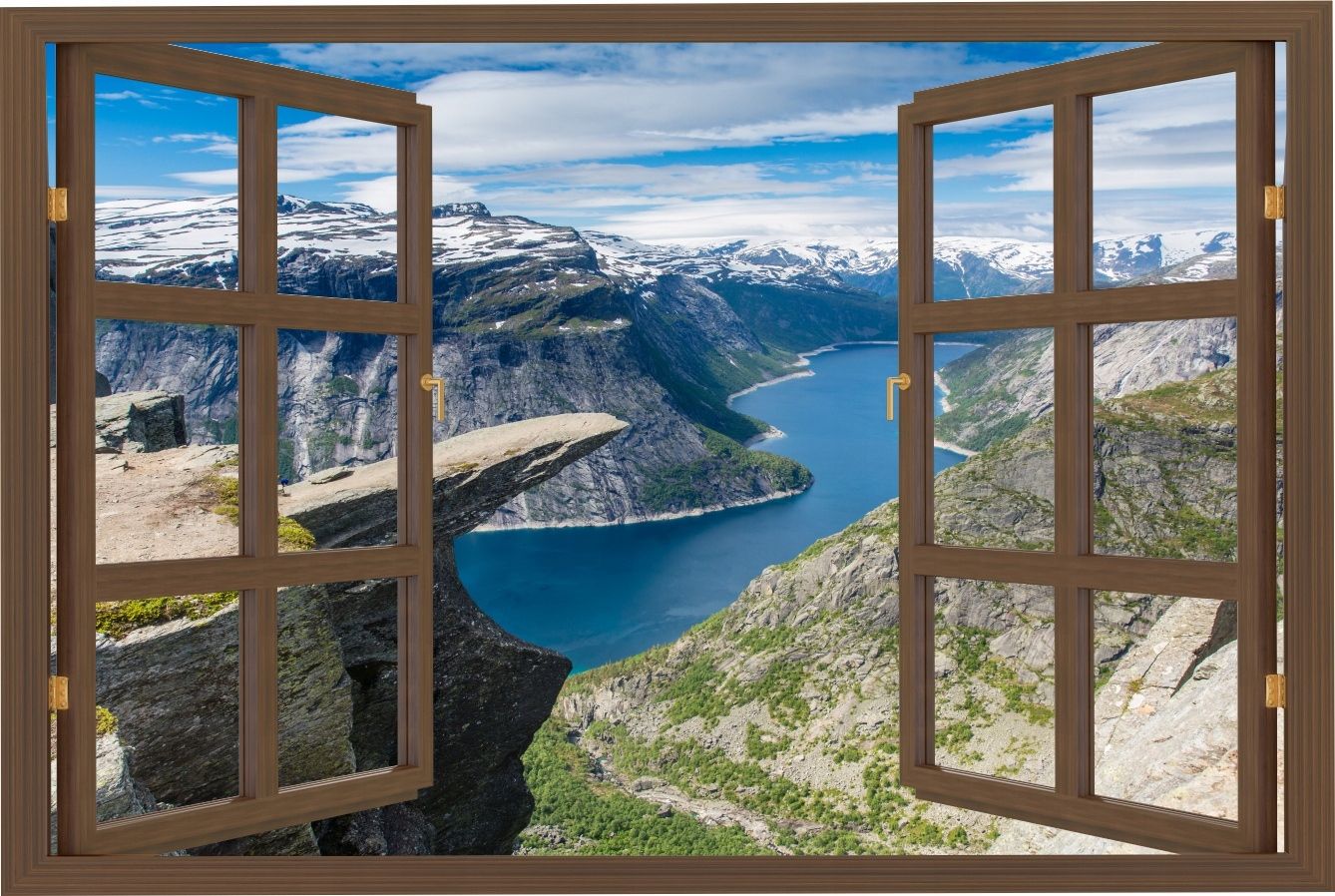  Kaunistuse kleebis seinale kinnitatav elutoa jaoks aken kosk metsas potok 120x80