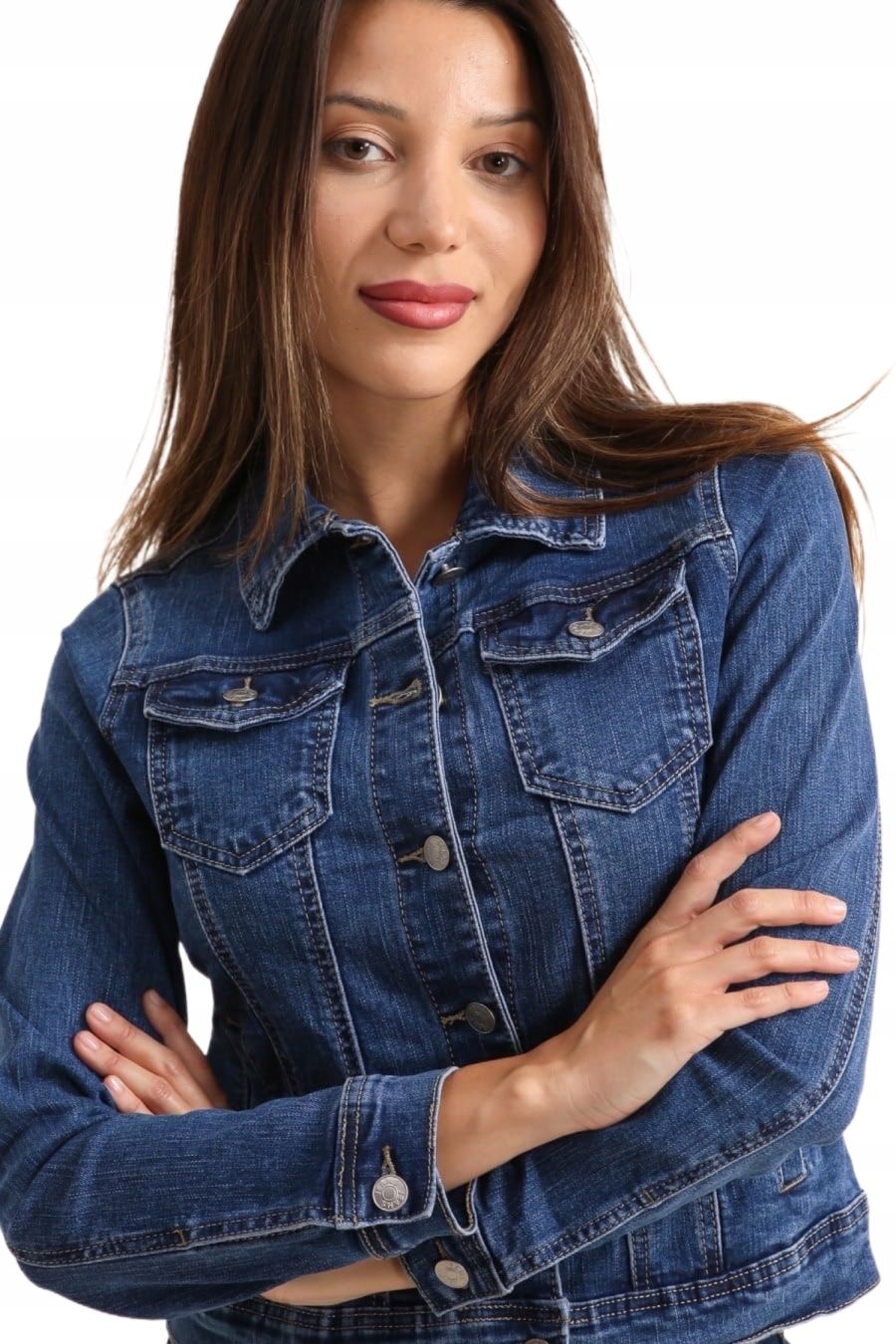  Džinsinė striukė moteriška klasikinė katana tamsus tamsiai mėlynos spalvos madinga denim 38