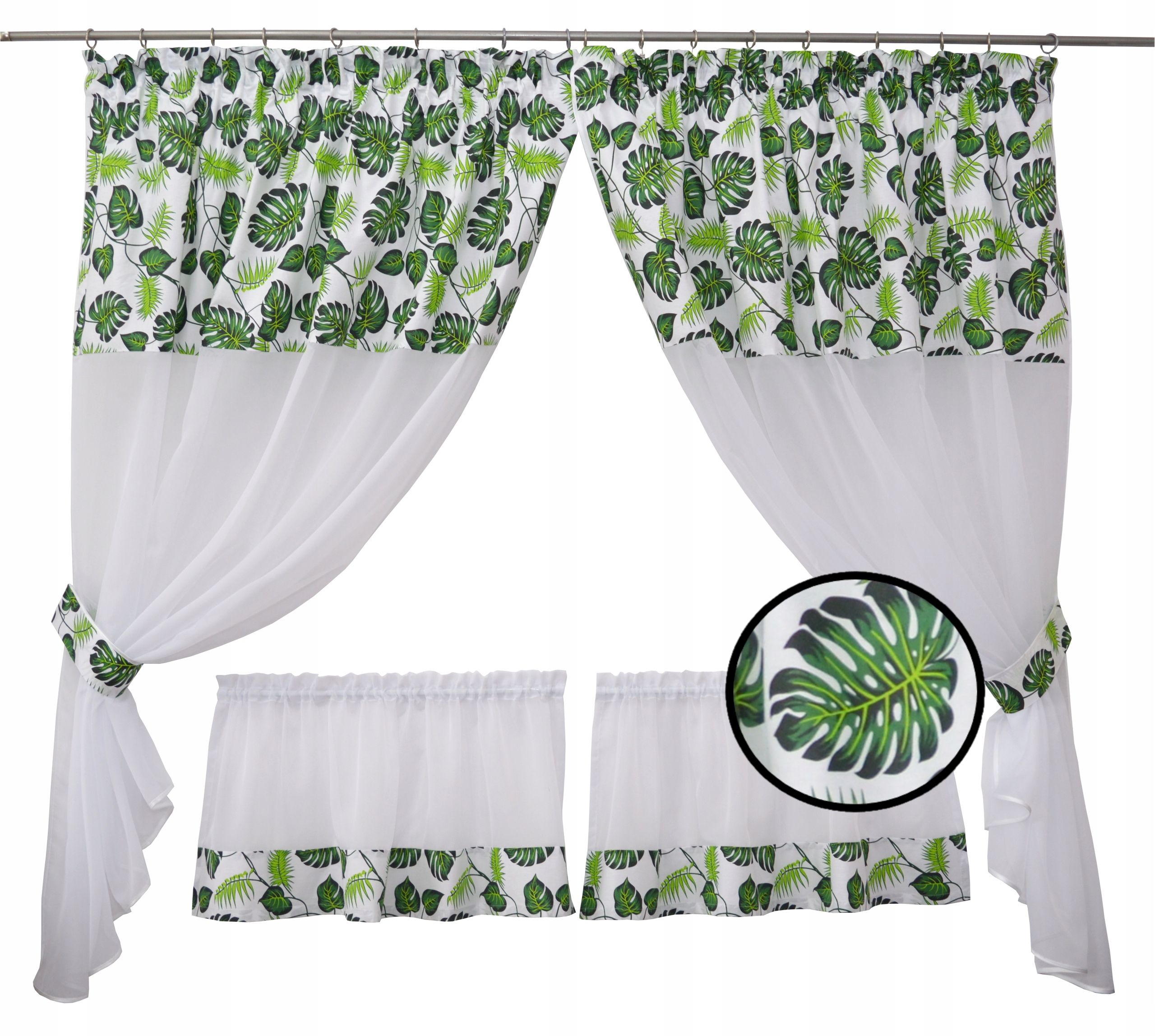  Závěs kuchyňská baterie soubor krátký denní závěs monstera