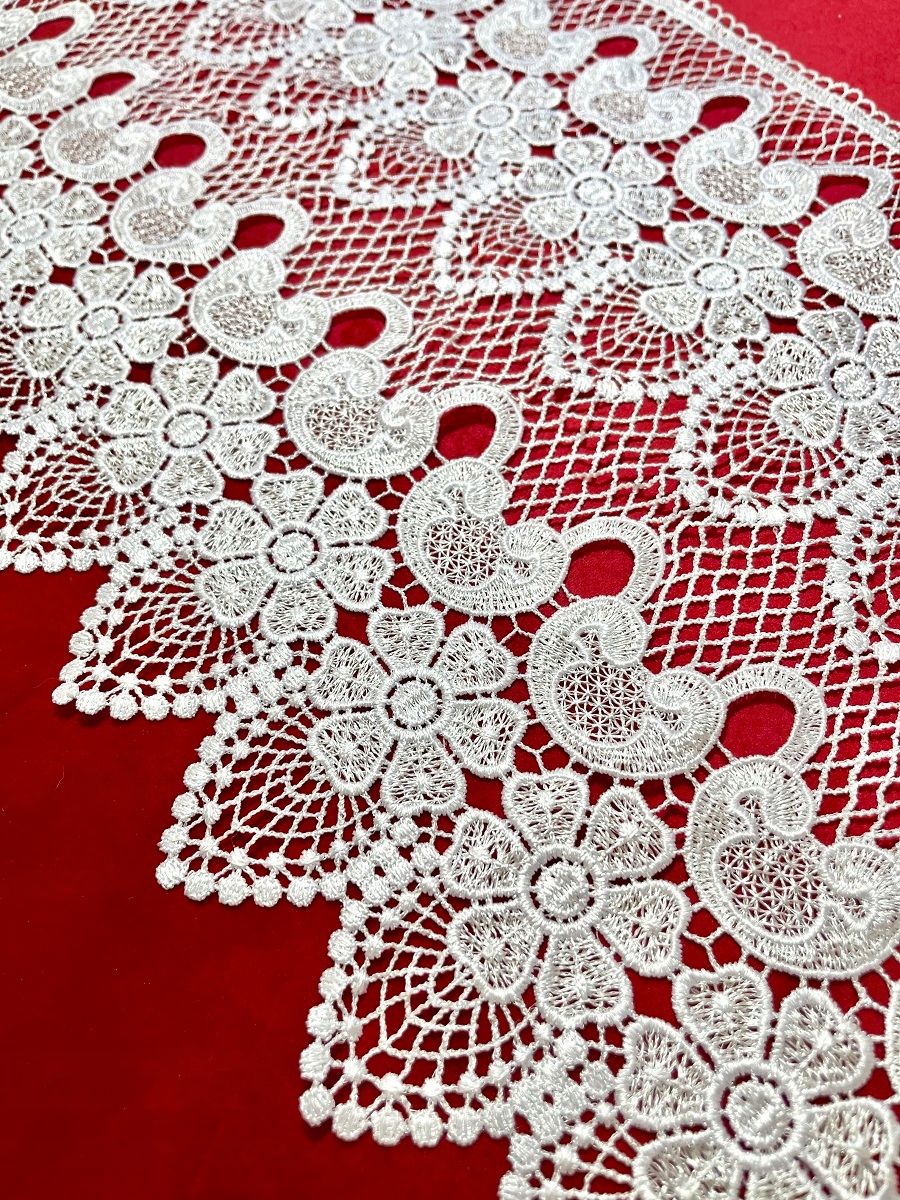  Gipiūras nėriniai baltas 30 cm raštas 6088