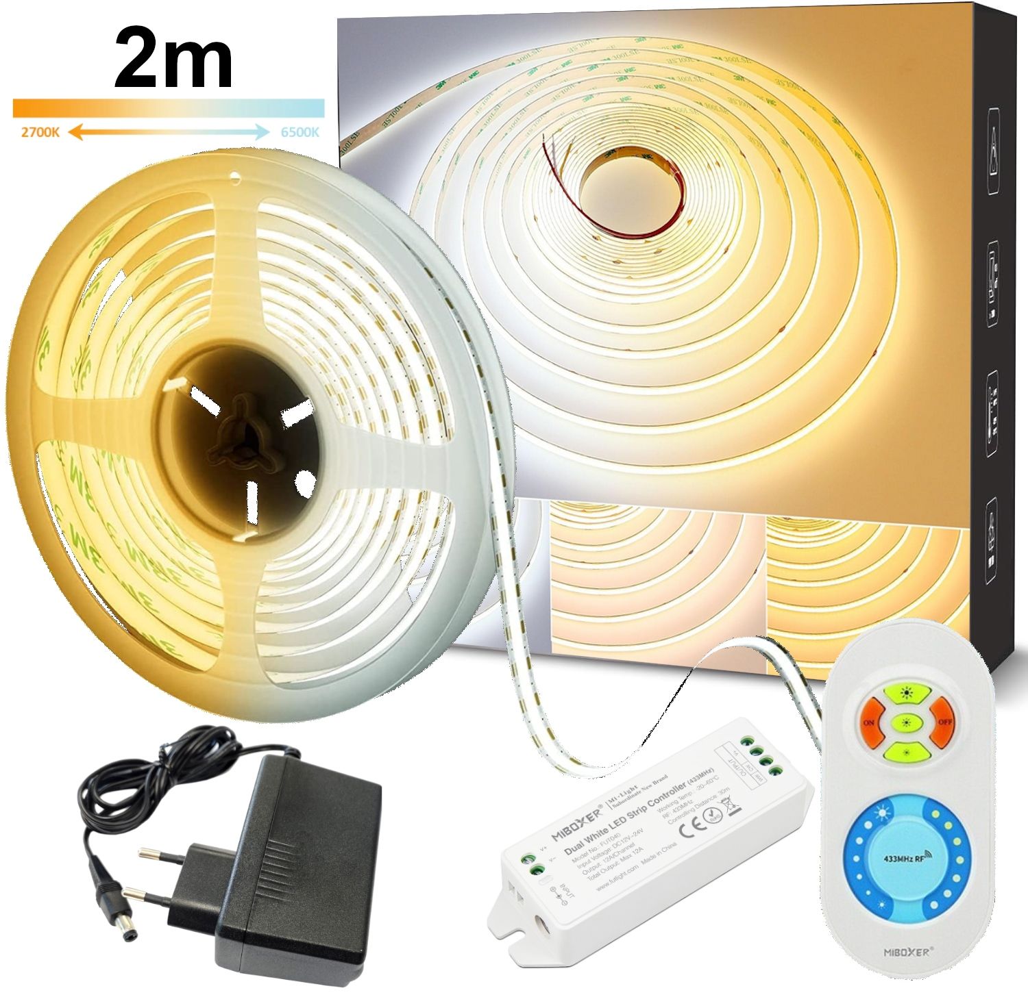  Led juosta cob 1m rgb neon spalva komplektas smart wifi android ios muzikinis