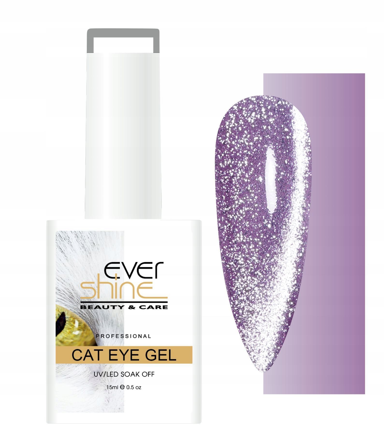  Cat eye hybrid-nagellack champagnerfarbe golden mit silber in partikeln evershine