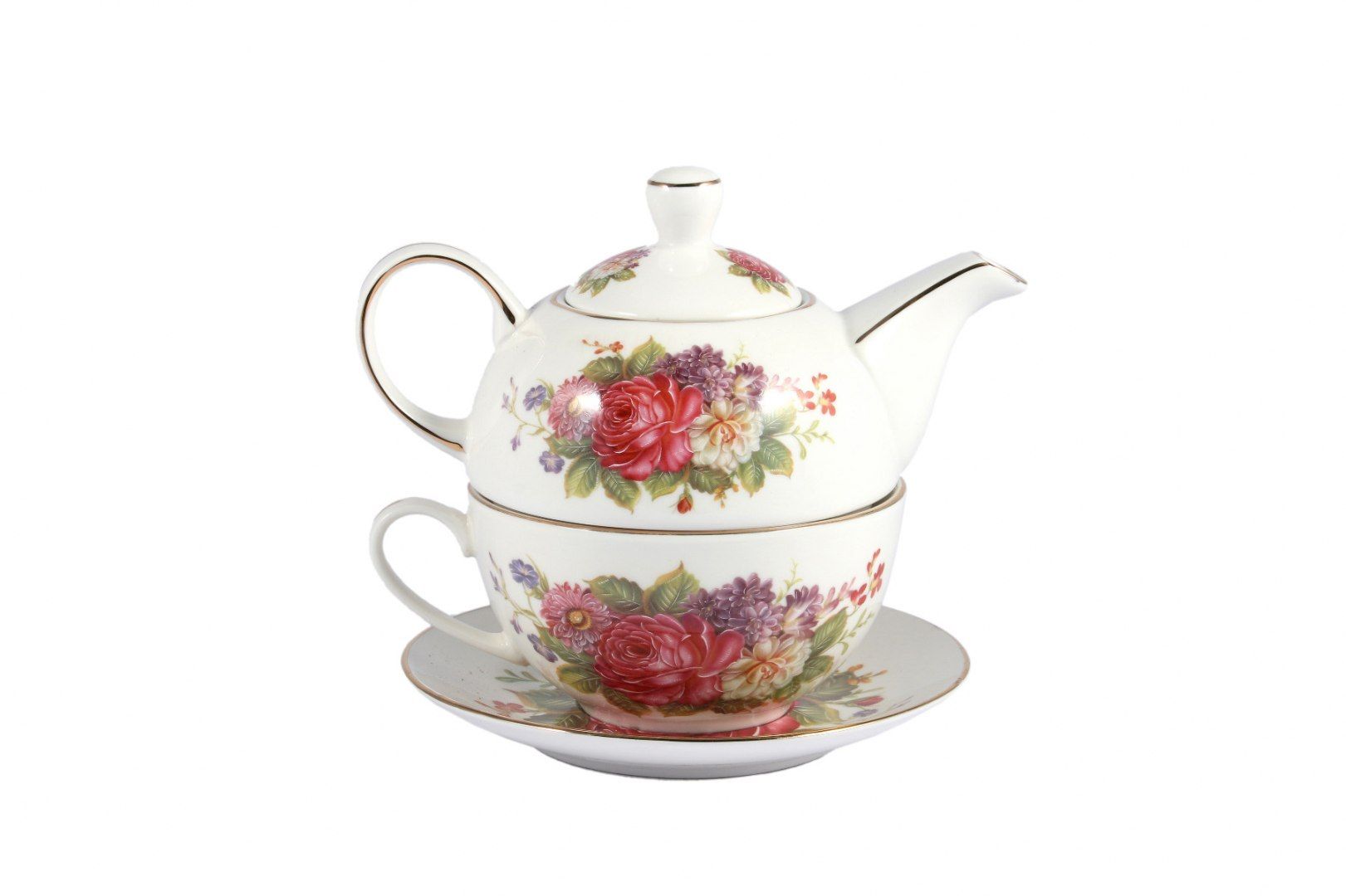  Porcelāna krūze balts lielu 420ml ar ziediem ar šķīvi roze jumbo