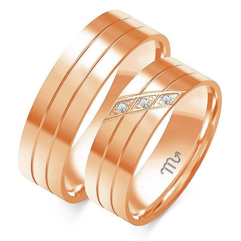  Laulību gredzeni zeltaini 14k 4 mm cirkoni id a-159