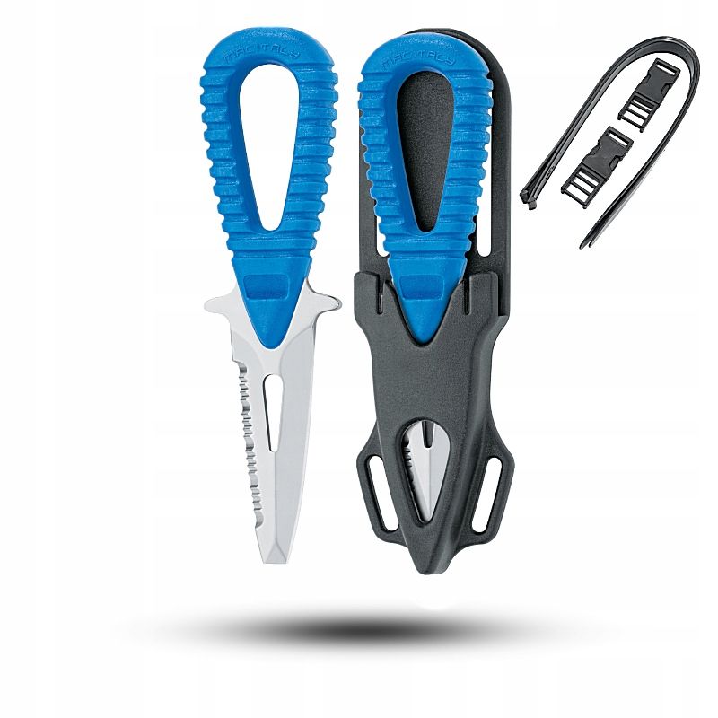 Diving knife mac coltellerie aquatys - black - aqt12.n + case + straps