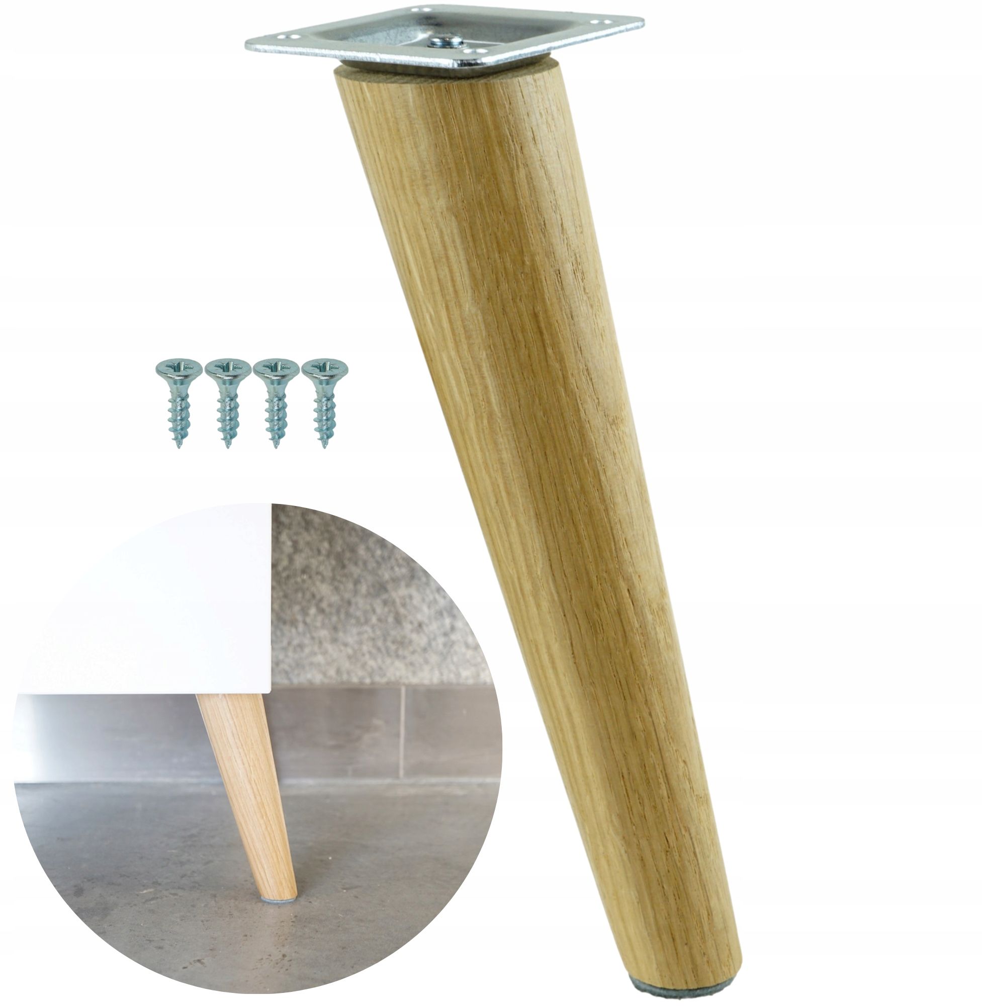  Jalg puidust 15 cm, jalg diagonaal dab lakk komplekt koos lehtmetall i wkretami