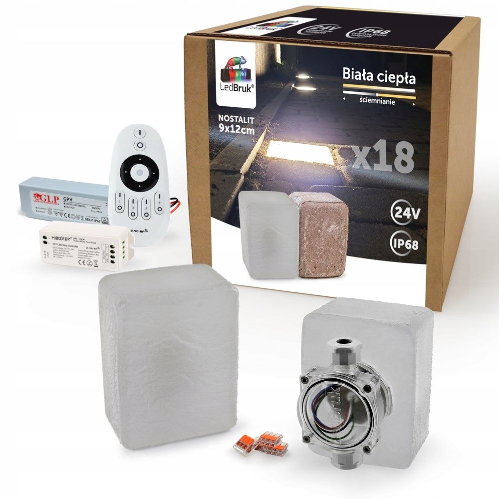  20x led šviečiančios trinkelės ledbruk 24v 9x12cm bc 3100k
