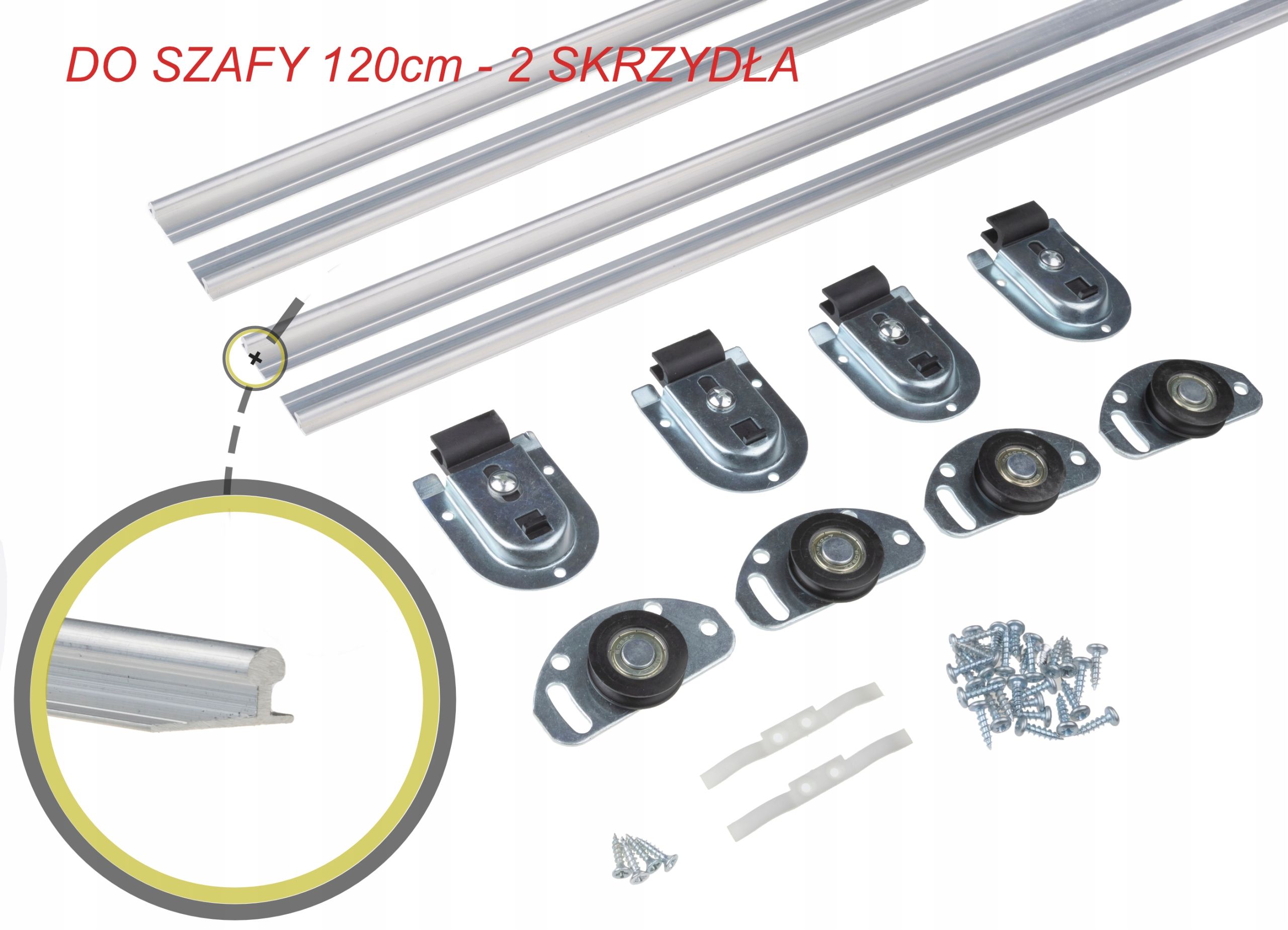  Ratukų rinkinys i bėgelių stumdomų spintų 250cm
