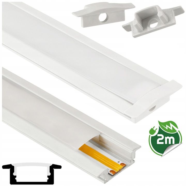  Kopa melns alumīnija profils atzina slim eco led sloksnēm 2m + kapuci