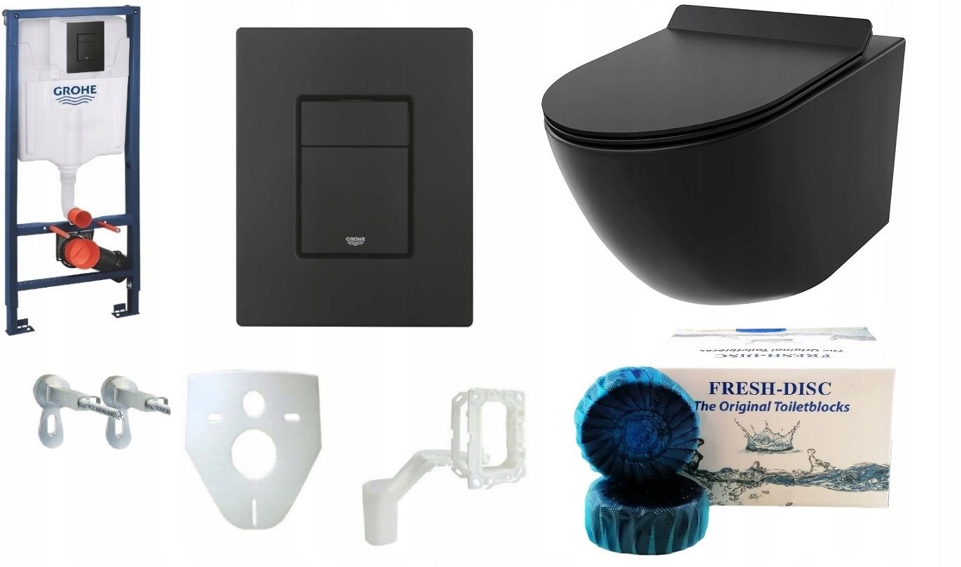  Wc rāmja komplekts geberit + atslēga + tualetes pods melns matēts + dēlis w/o+fresh