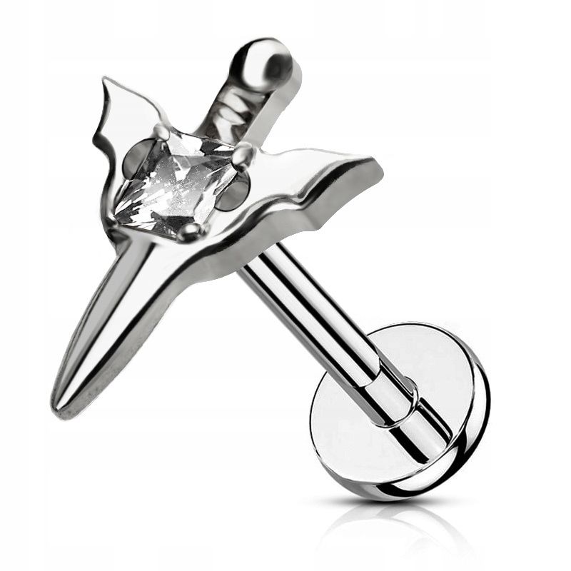  Labret golden schwert mit kristall 1,2/6 kristallin