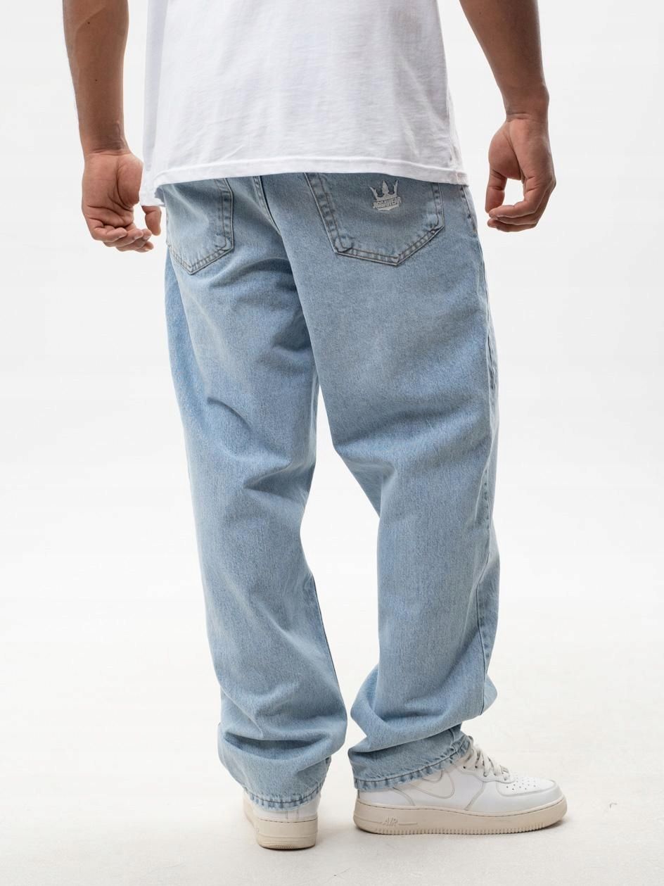  Kelnės baggy džinsinės vyrai sprane ryškus mėlynas jigga wear karūna m