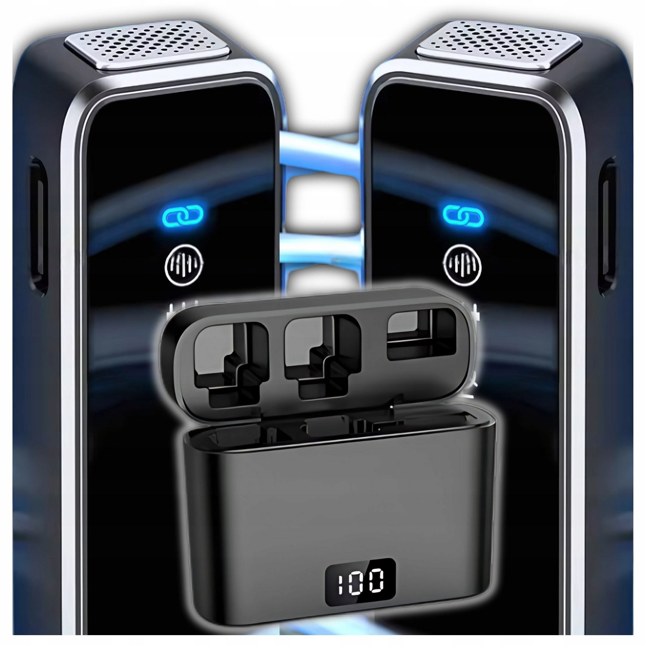  Mikrofonas į "iphone" lightning bevielis su nešiojamu įkrovikliu ant "bluetooth" 2 vnt.