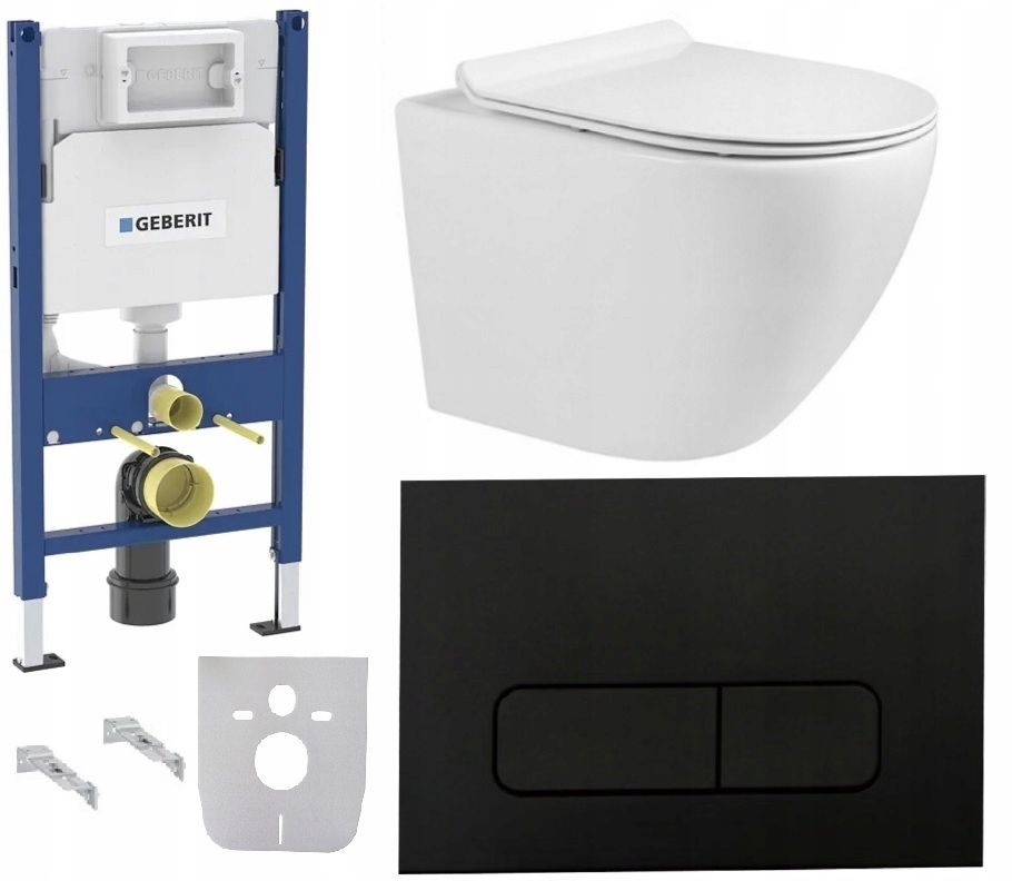  Wc rāmja komplekts geberit + atslēga + tualetes pods melns matēts + dēlis w/o+fresh