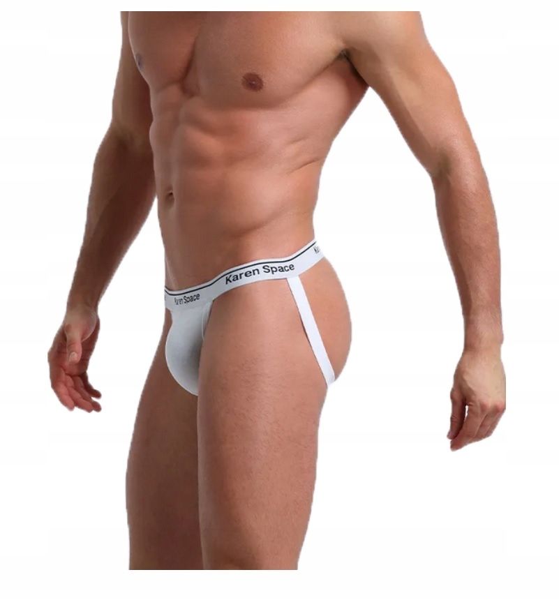  Otvorený pánske slipy jockstrap biale m