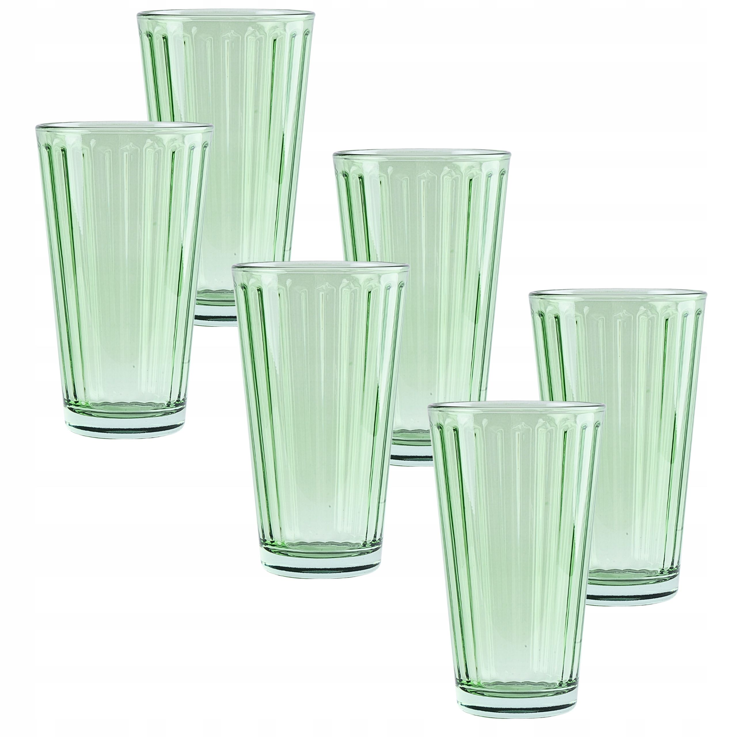  6x sklo zielona vysoký 400ml soubor brýle 6 ks s drážkami