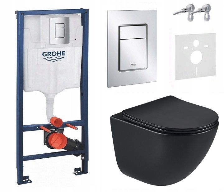  Toilet frame grohe concealed bowl carla black key chrome set 7 in 1