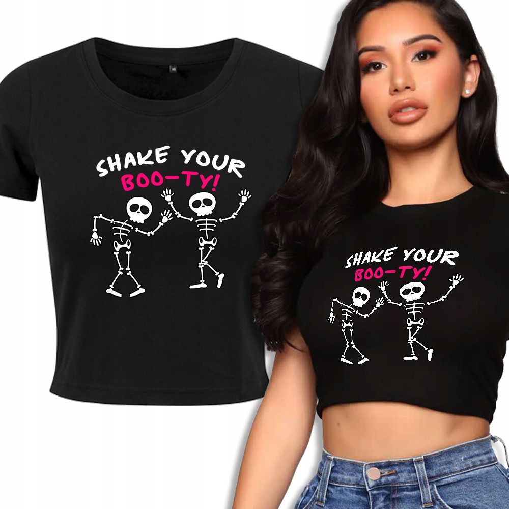  T-shirt kurz crop weiß mermaid muster - s