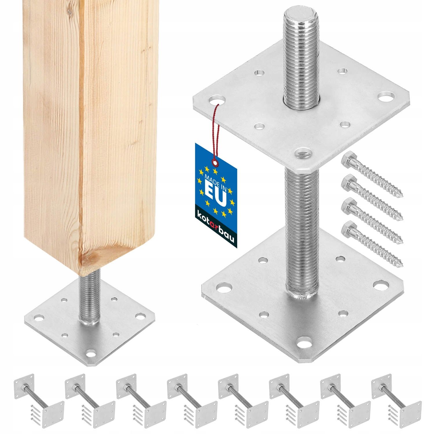  Komplektas 6x stulpelio pagrindas aukščio reguliavimu pret siūlas m24 80x80x250 mm