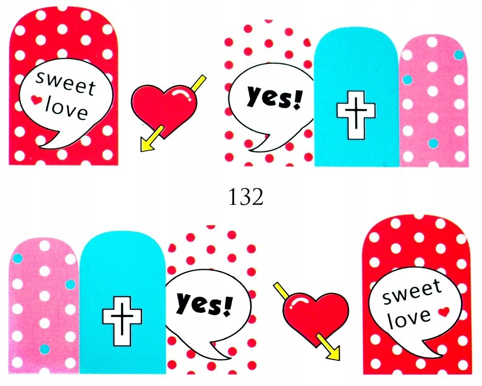  Water nail stickers for nails rainbows, mouth, pride, cigarette - nr 1011