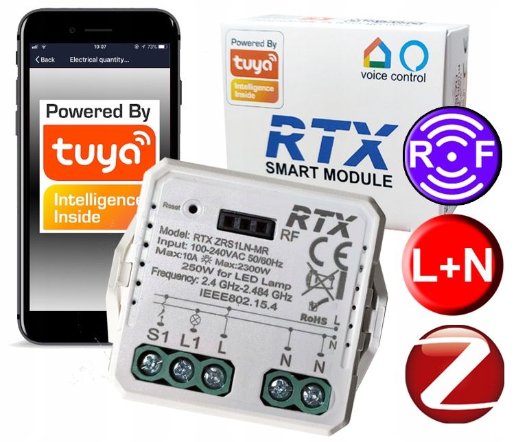  Rtx modul stmívač 2 kanály v krabici zigbee tuya