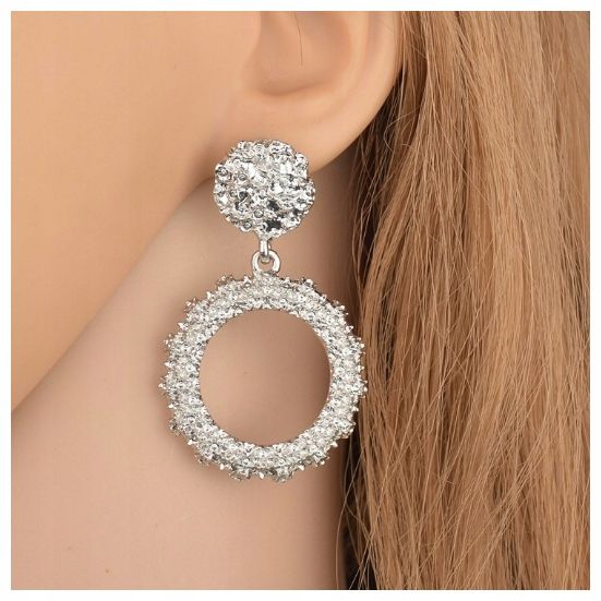  Ohrstecker farbe silber lang quasten diamanten bälle elegant 125mm
