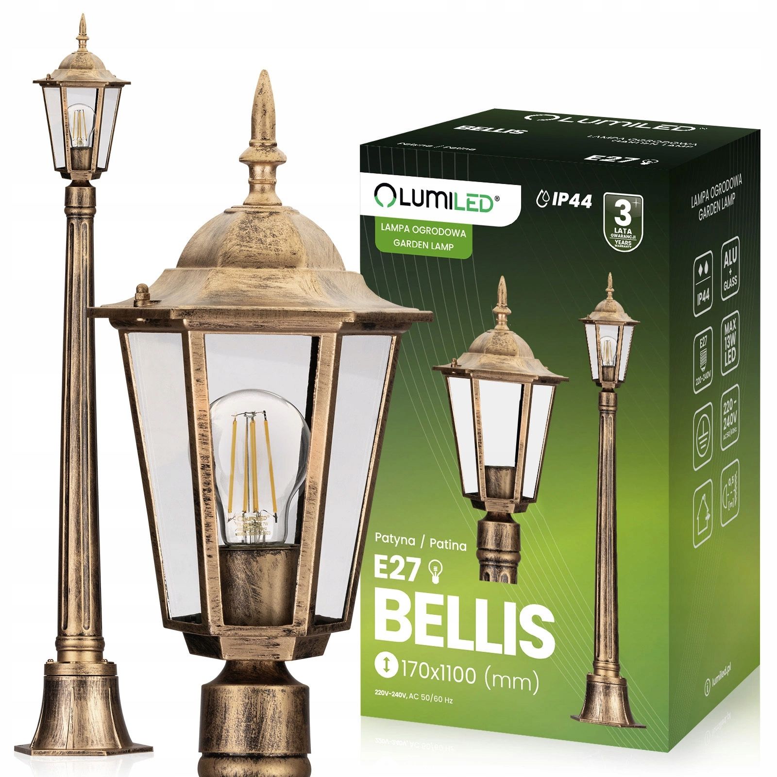  Led-lampe garten äußerlich im bau 80 cm 10w 700lm spalte 4000k schwarz