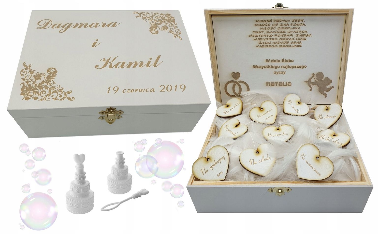  Holzkiste schachtel gravur hochzeit weiß
