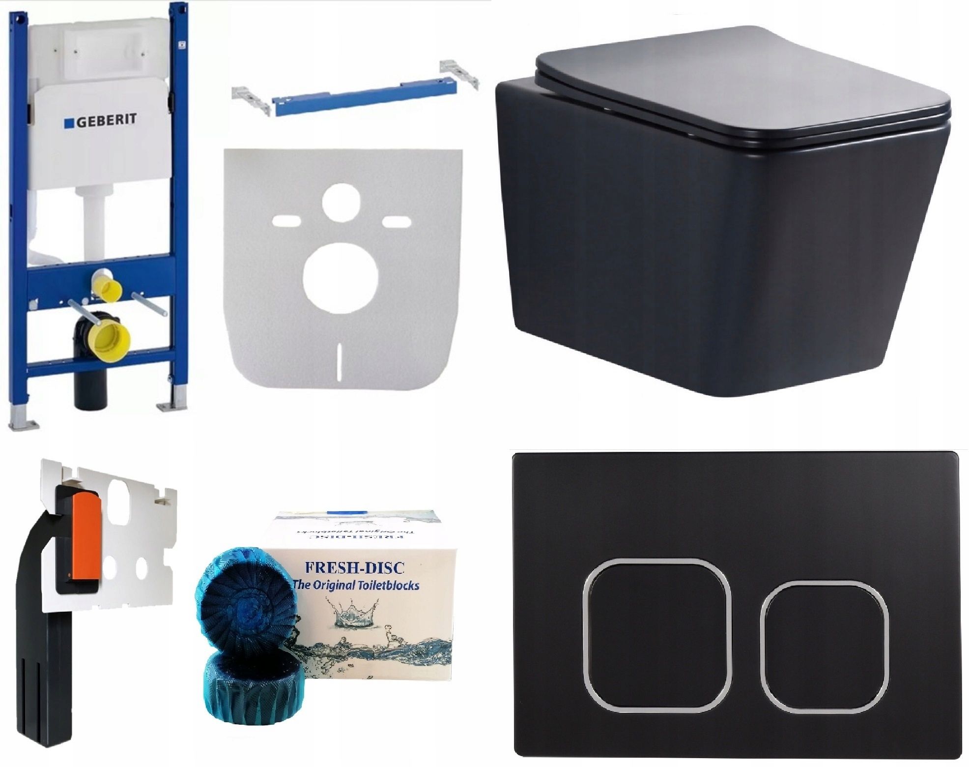  Wc rāmja komplekts geberit + atslēga + tualetes pods melns matēts + dēlis w/o+fresh
