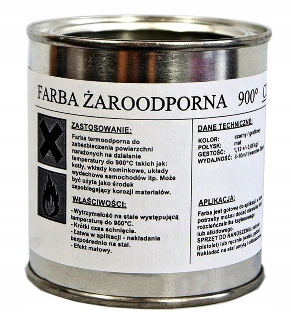  Paint varnish heat-resistant for fireplaces 0,5l durable