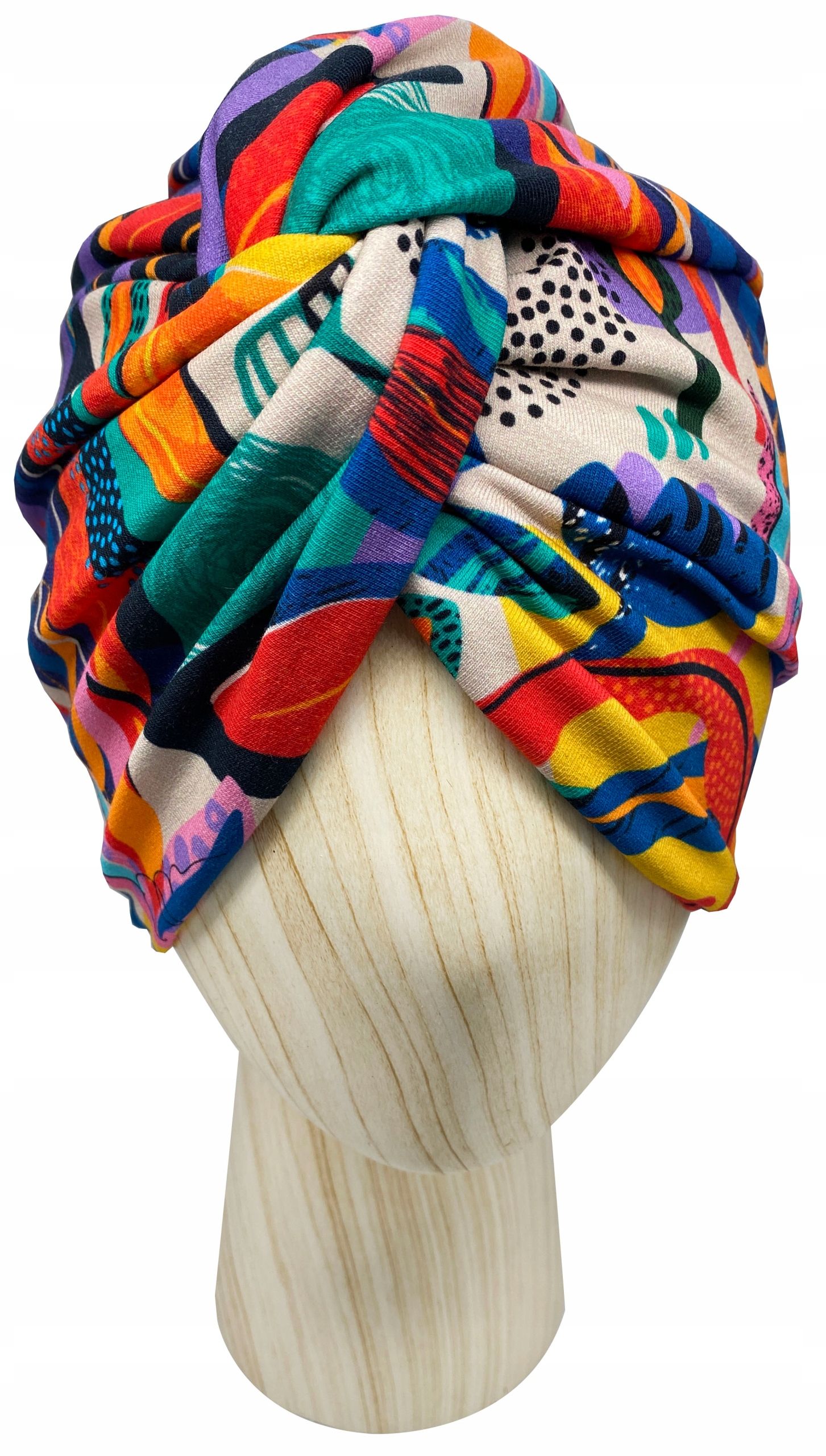  Mütze turban twist jersey baumwolle green lines onkologie