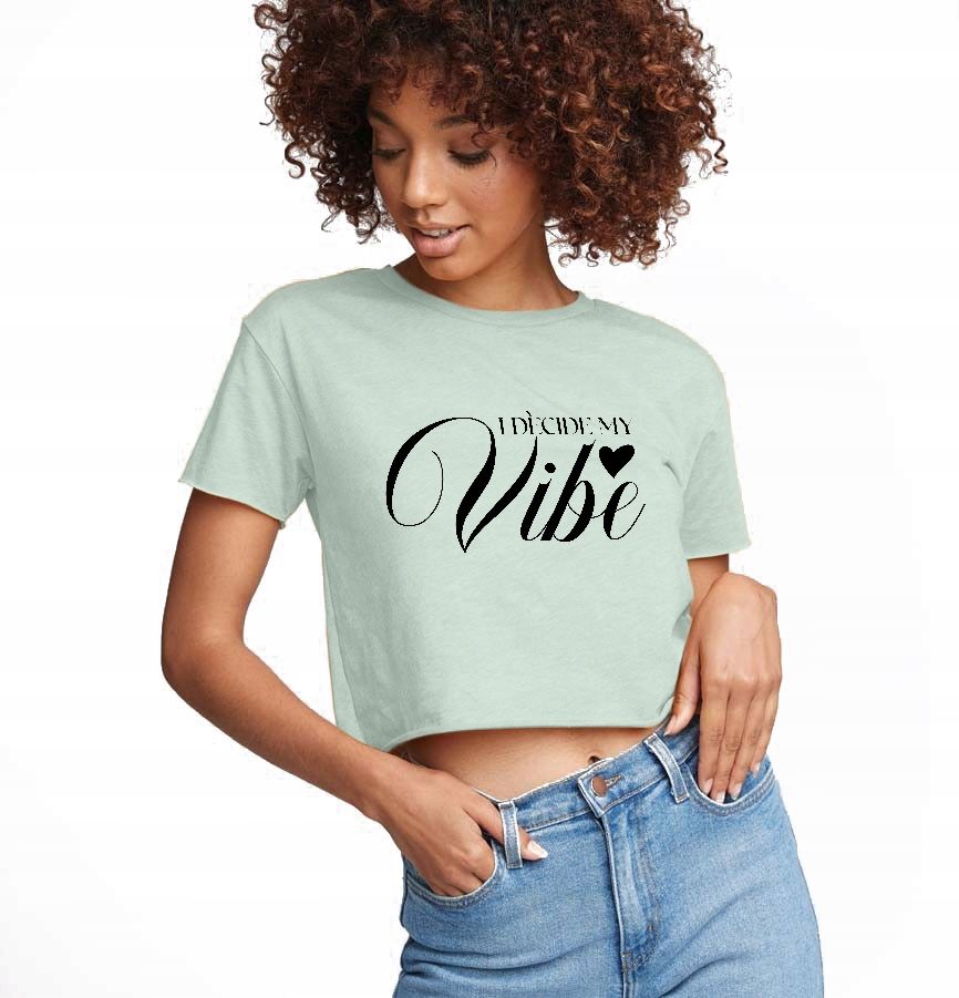  T-shirt kurz crop weiß mermaid muster - s