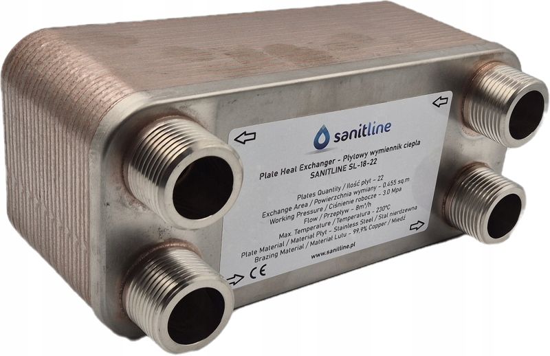  Šilumokaitis 26 plokštelinis sanitline sl-18-26-a1 galia 35 kw jungtis 4x 1"