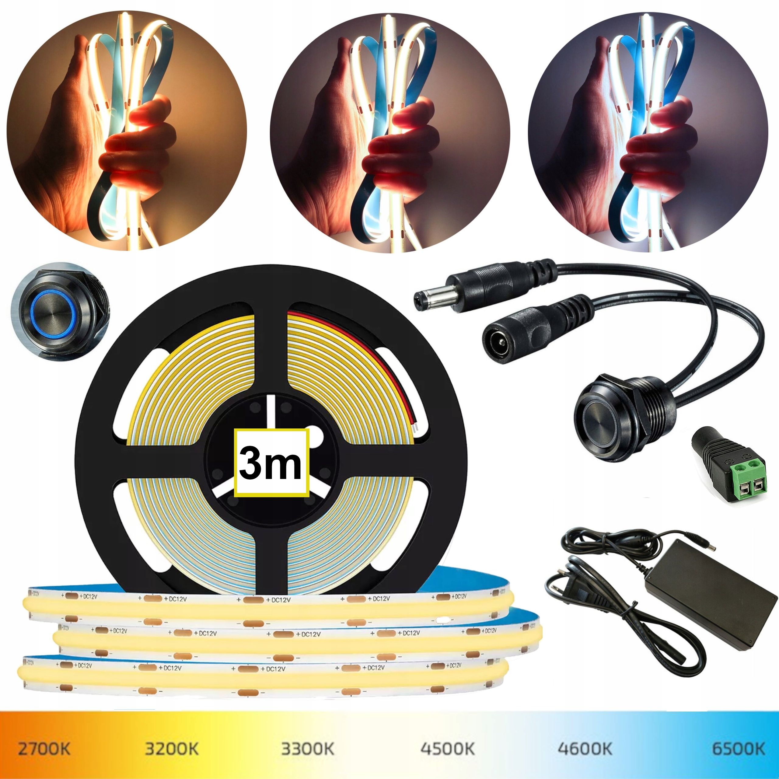  Led juosta cob 1m rgb neon spalva komplektas smart wifi android ios muzikinis