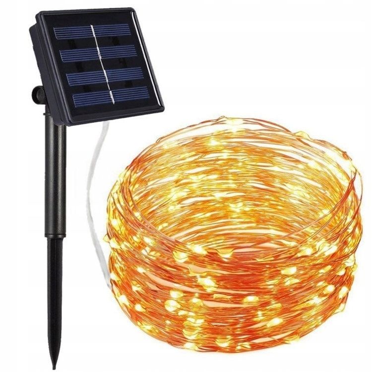  Sodo girlianda su saulės baterija viela 200led šviesos grandinė 12m ip44 - lauko.