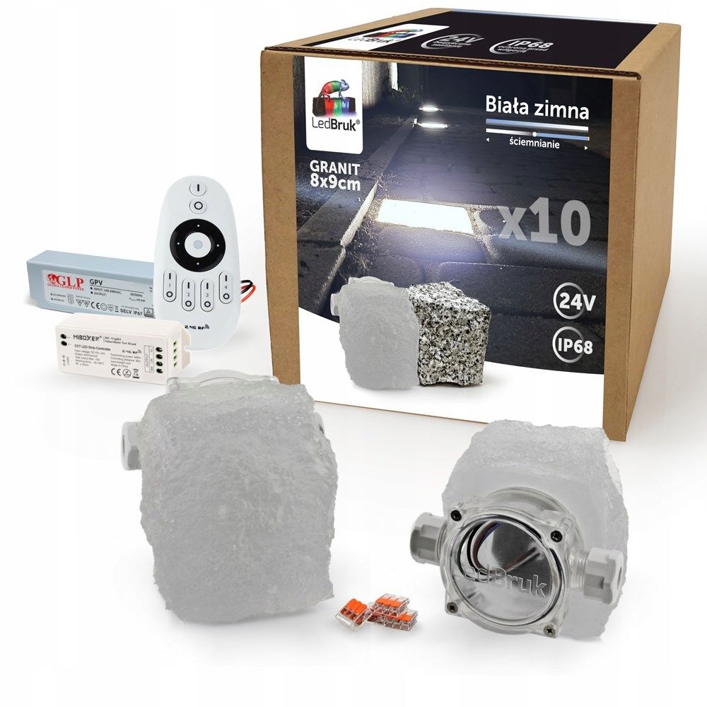  16x svetelný kameň led ledbruk 24v žula bz 5300k
