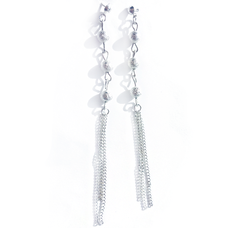  Ohrstecker farbe silber lang quasten diamanten bälle elegant 125mm