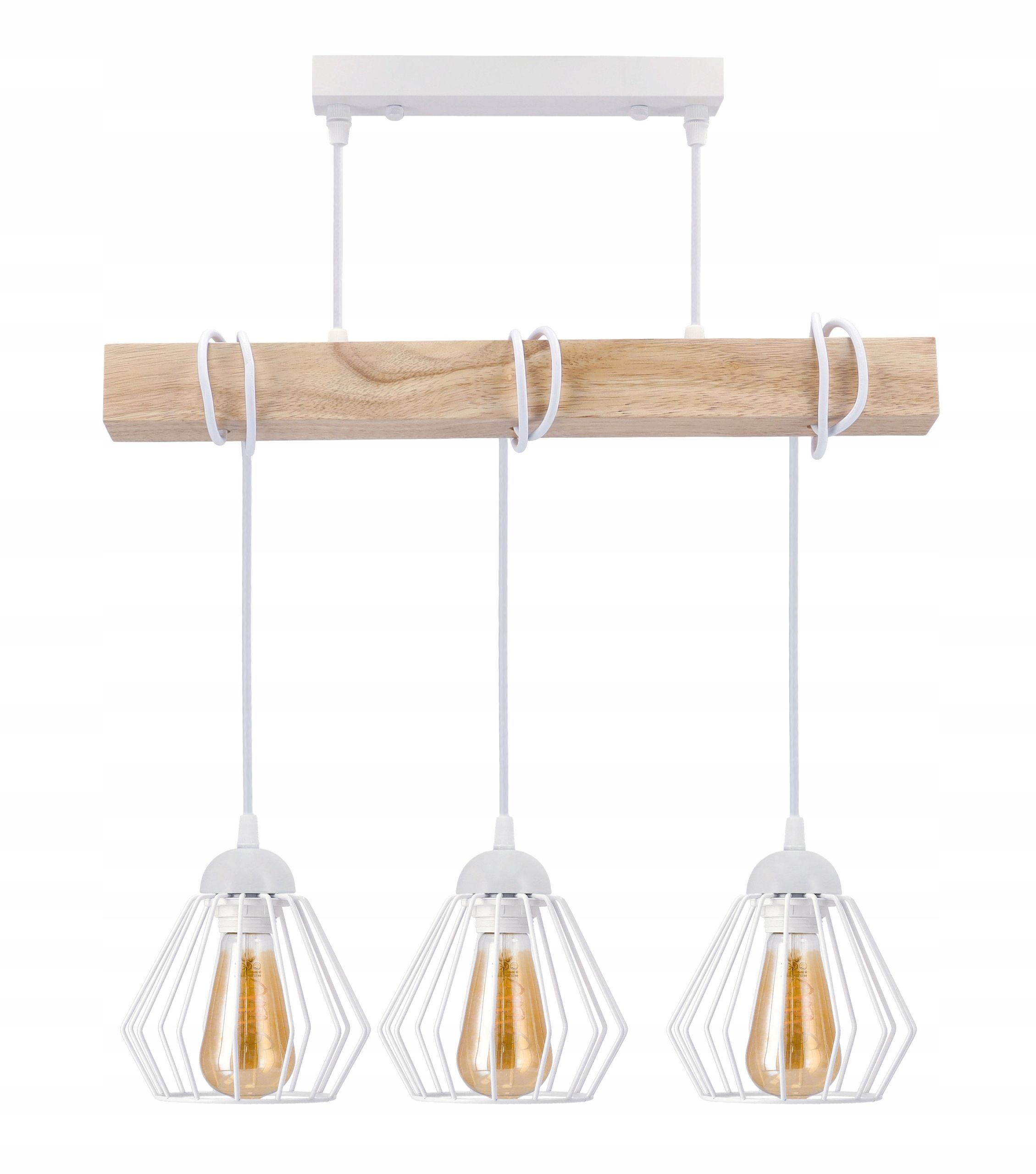  Stropné svietidlo visiace led drevený biala 3xe27 lampa amber jantár