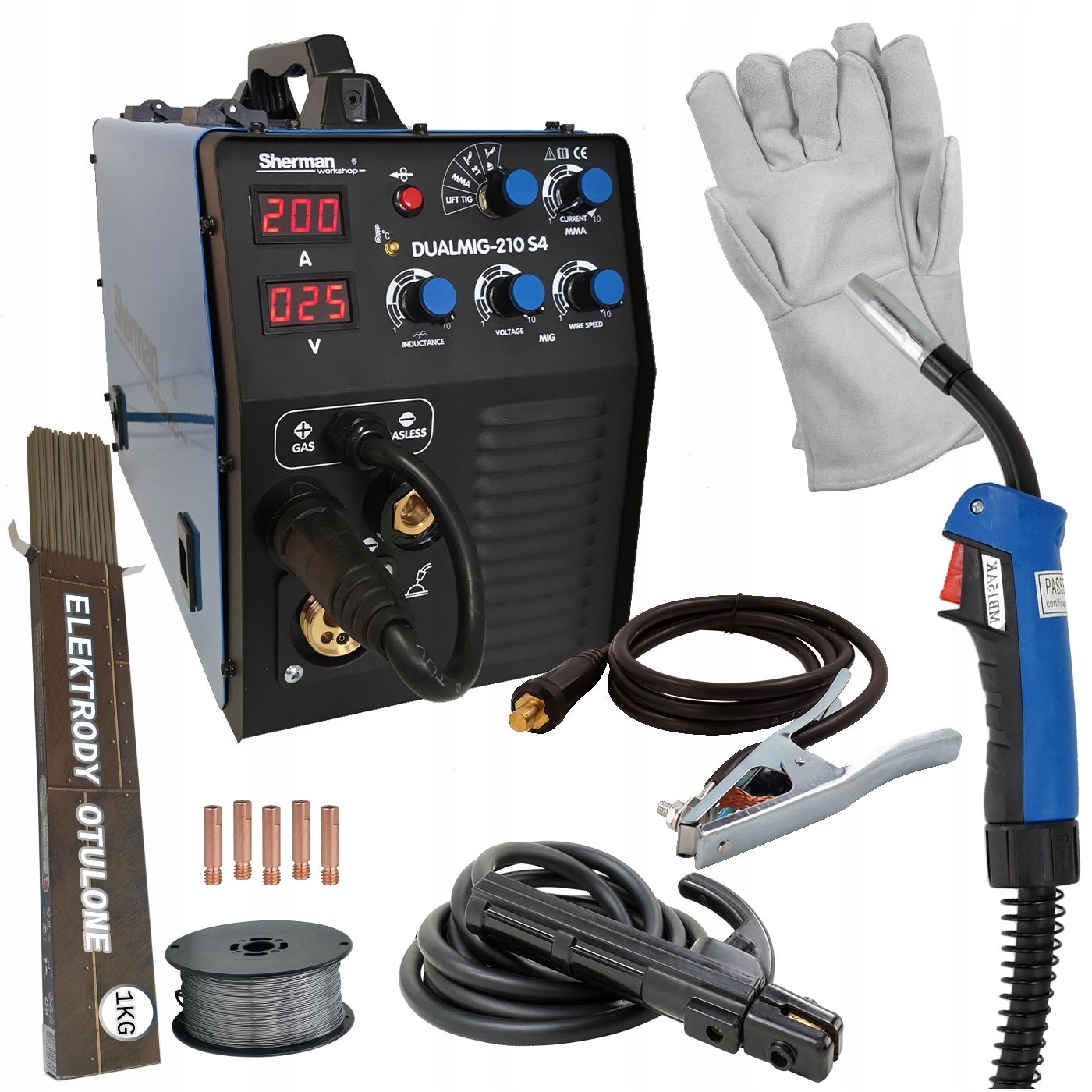  Zvárací stroj spánok 3v1 mig mag mma tig dc sherman dualmig 210 200a 230v 60%