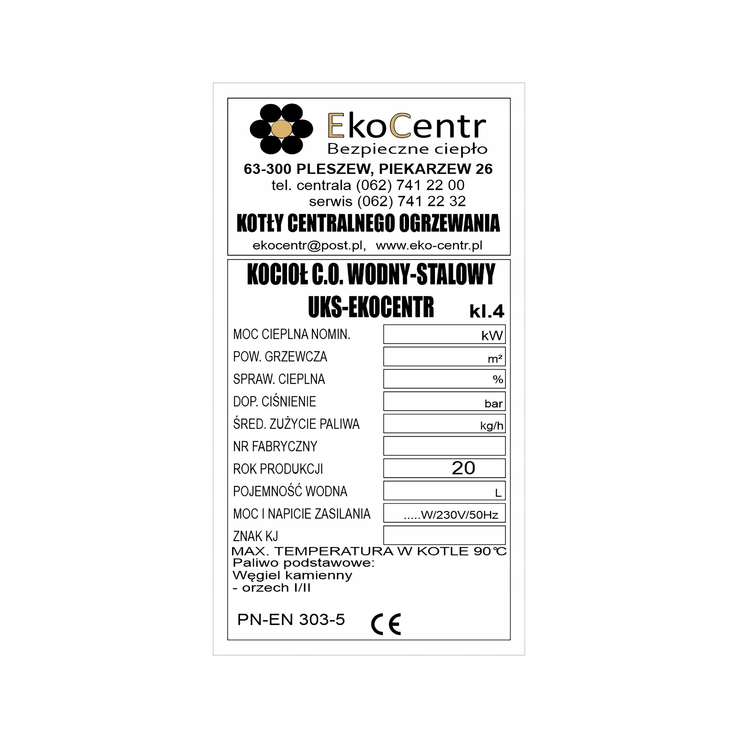  Nameplate sticker on heating boiler kolton others wtornik