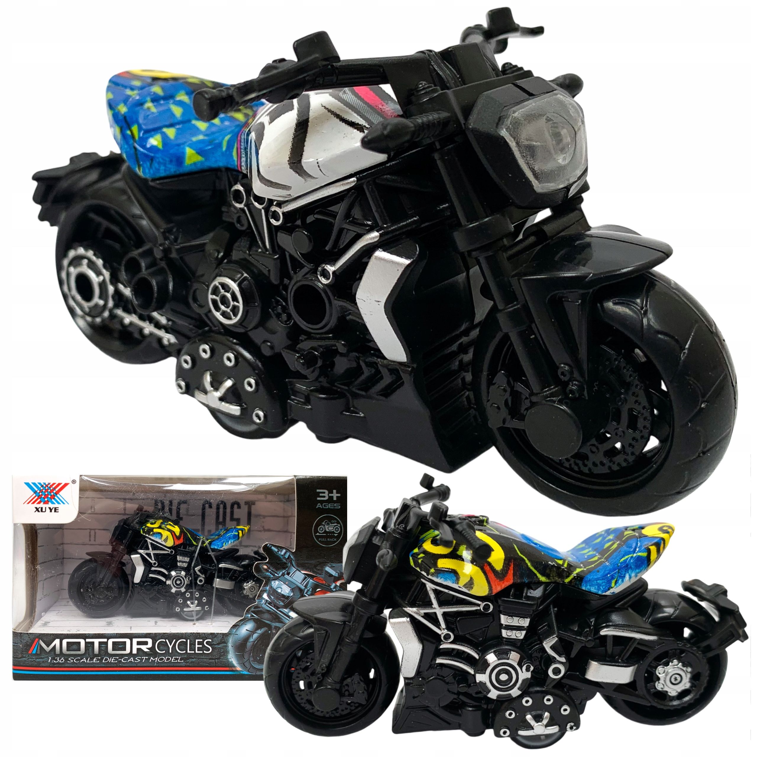  Metalinis motociklas motociklas su pavara žaislinis chopper modelis mąstelis 1:14