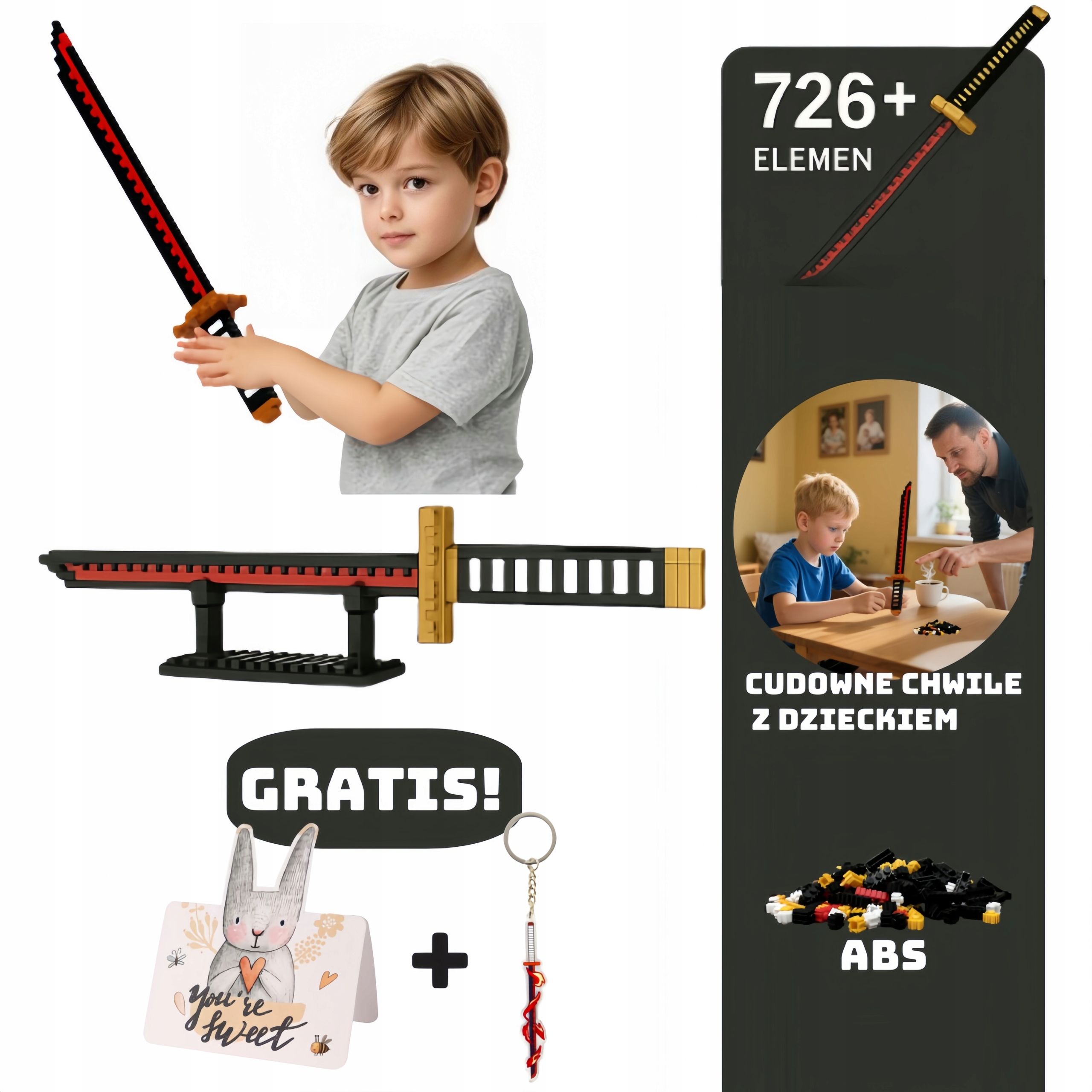  Bloky diy samurajský meč 726el – kreativní hračka dárek pro chlapce 8+
