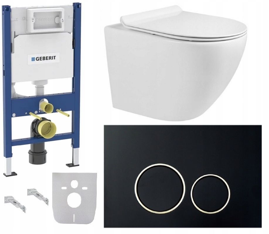  Wc rāmja komplekts geberit + atslēga + tualetes pods melns matēts + dēlis w/o+fresh
