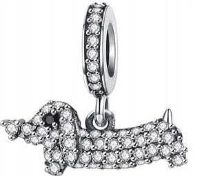  Md charms anhänger hündchen herz grau hund chihuahua steine | s925
