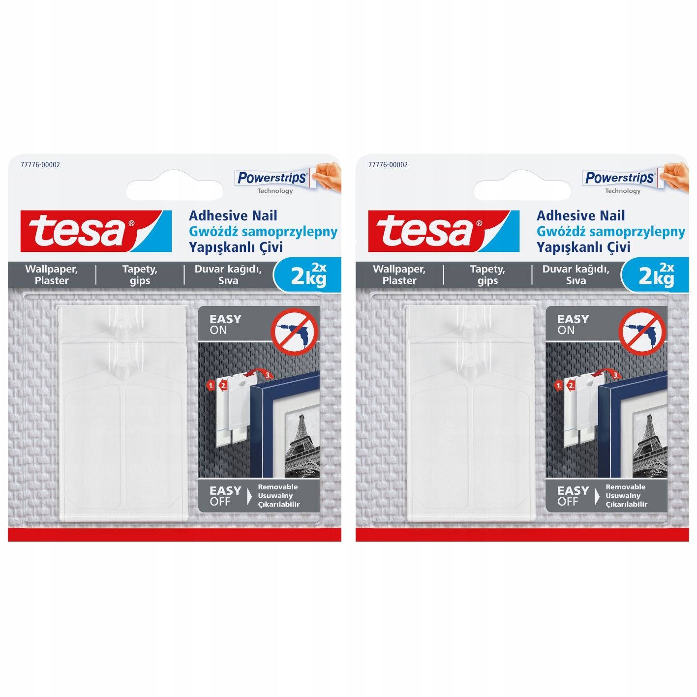  Tesa vinis lipnus paveikslams - kabliukai sieninis montavimas baltas 1kg x2